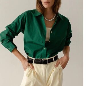 Donni Pop Button Down Green M